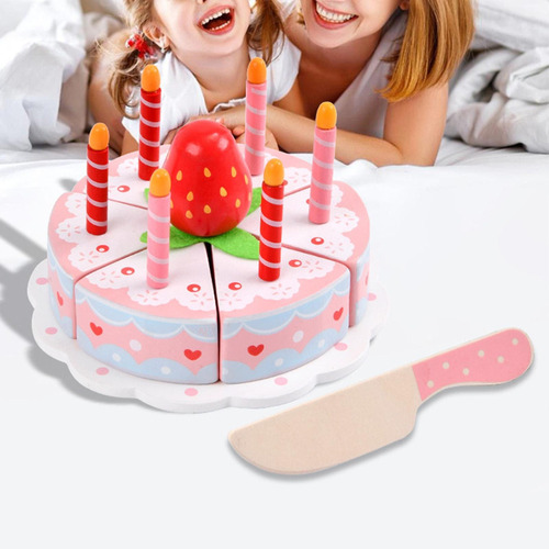 Pastel De Cumpleaños De Madera Juguete De Juguete Pastel De
