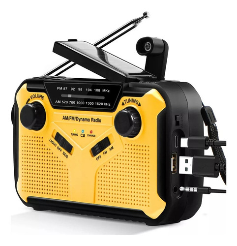 - . Radio Solar Portátil Tipo Biela Con Generador Am/fm