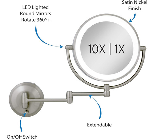 Espejo De Maquillaje De Pared Led De 11 Zadro De 11 Espejo