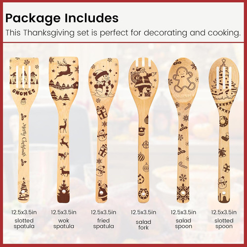 6 Utensilios De Cocina De Bambú, Espátula Antiadherente De N