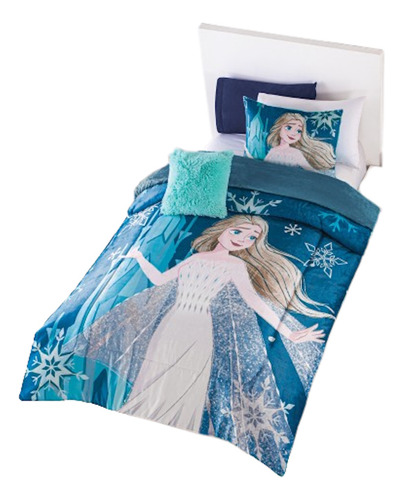 Cobertor con manga Colchas Concord Frozen Mystical color azul de 220cm x 160cm