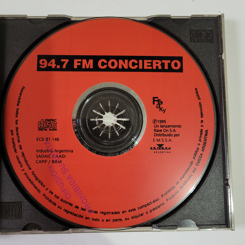 Cd,94.7 Fm Concierto,1995,barrio Caballito (Usado)