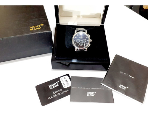 Relógio Montblanc Preto Com Pulseira Em Couro Bovino
