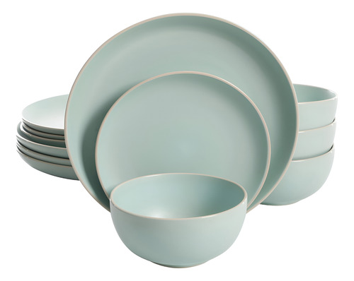 Set De Vajilla, Verde Azulado, 16 Piezas Incluyen Tazas 4/p Verde Azulado Lisa