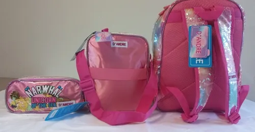 Mochila Unicornio Narwhal Kit Mochila lonchera lapicera