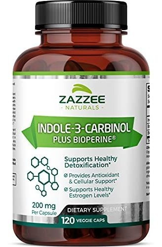 Indole-3-carbinol (i3c) 200 Mg, 120 Cápsulas Veganas, 4 Meses, Absorción Mejorada Con Bioperine, 100% Vegetariano Y No Gmo