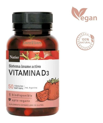 Promo Vitamina D3 X50 Capsulas Natier Apto Vegano