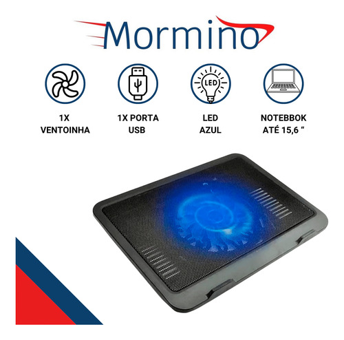 Base Suporte Notebook Até 15,6' 1 Cooler Fan Usb Com Hub