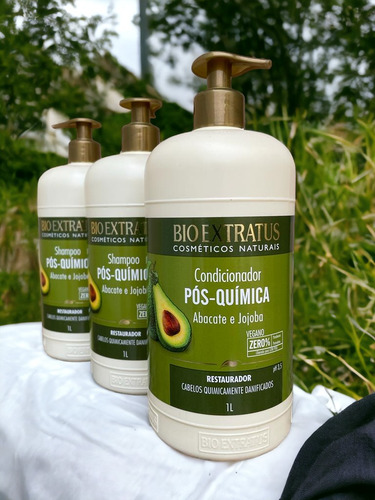 Kit 2 Shampoo 1 Condicionador Pós Quimica 1 L Bio Ext