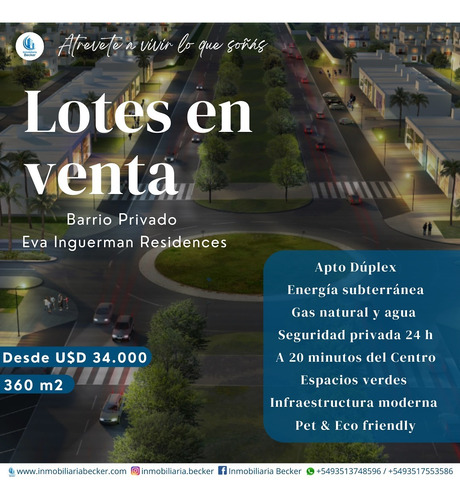 Lotes En Venta - Barrio Eva Inguerman Residences