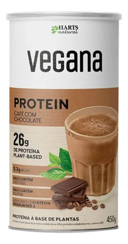 Suplemento Vegano Protein Café Com Chocolate 450g Harts