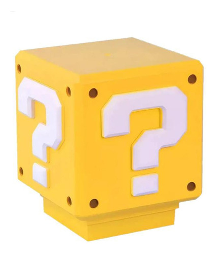Lámpara Velador Caja Mario Bross Luz De Noche Con Sonido Amarillo Amarillo