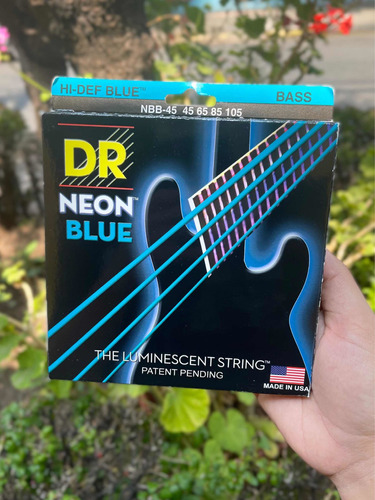 Cuerdas De Bajo Dr Neon Azul 4 Cuerdas 45-105