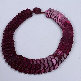 Collar Plano De Perlas De Concha, Hermoso Collar D Purple