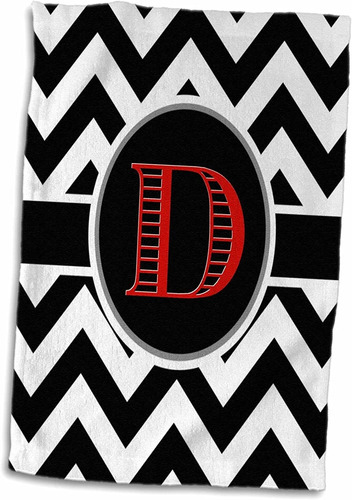 3d Rose Black And White Chevron Monogram Red Initial D ...
