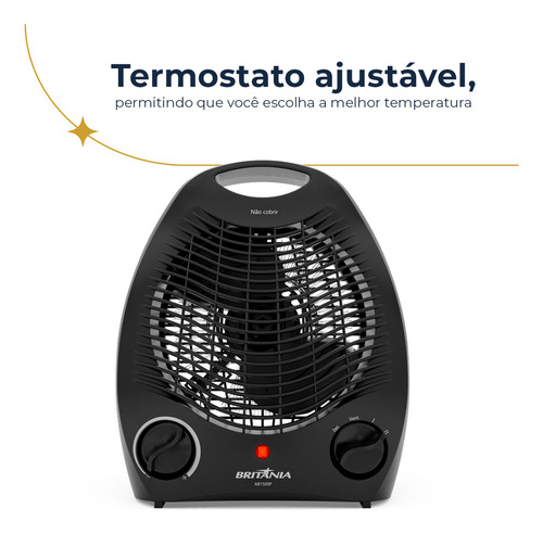 Aquecedor Britânia Ab1500p 2 Em 1 2000w Cor Preto 110v - 150
