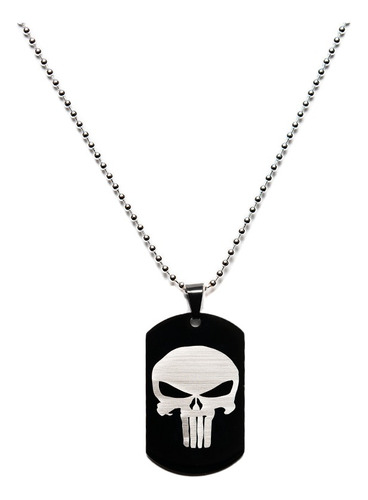 Collar Con Colgante Acero The Punisher Negro