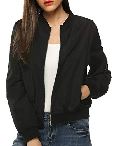 Chamarra Acolchada Cl sica Para Mujer Corta Bomber Chamarra
