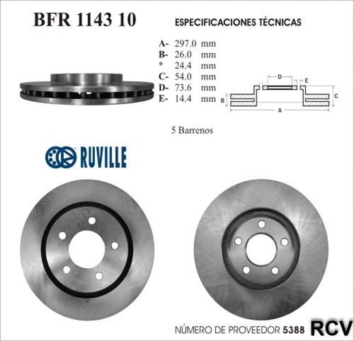 Disco Frenos  Delantera Para Chrysler 300m   2000