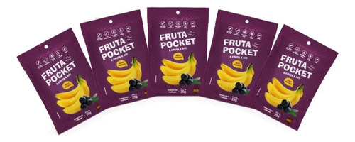 Fruta Pocket Banana E Açaí Liofilizado 20g Kit C/ 5 Unid