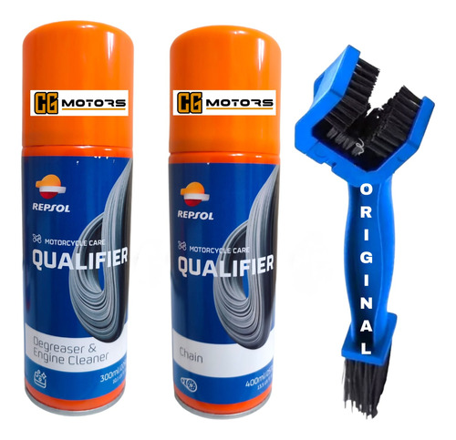 Kit Lubricante De Cadena + Desengrasante + Cepillo Motos 