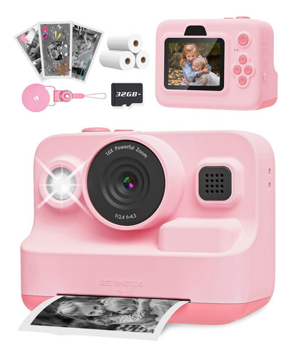 Instant Print Camera Anchioo For Kids W/ 3 Print Paper Pink