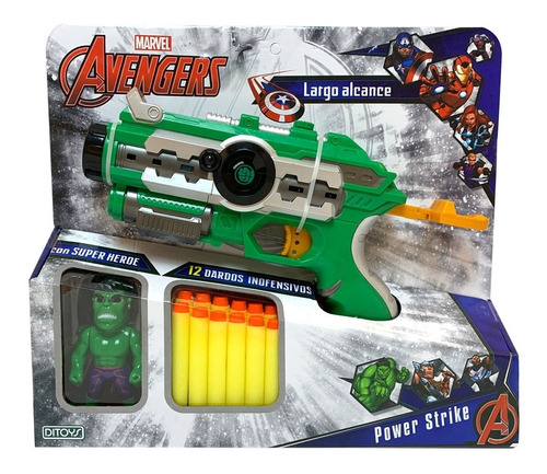 Pistola Avengers Power Strike Largo Alcance Marvel Ditoys