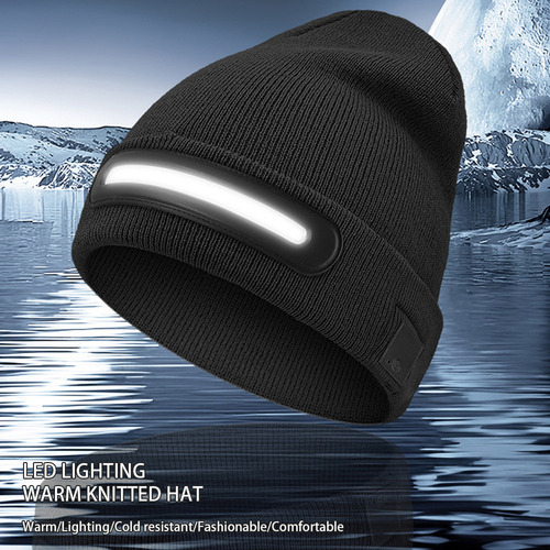 Gorra De Punto Cálido A Prueba De Frío Con Iluminación Led U