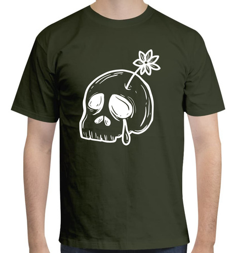 Playera Cuello Redondo Diseño Sad Flower Skull Dark