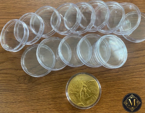 20 Capsulas De Acrílico Para Monedas De 50 Pesos Oro 37mm