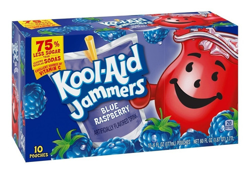Jugo Kool Aid Jammers Blue Raspberry Americanos Pack 10pzas