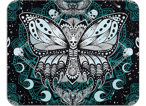 Alfombrilla De Raton Oflich Goth Skull Death Moth On Blue...