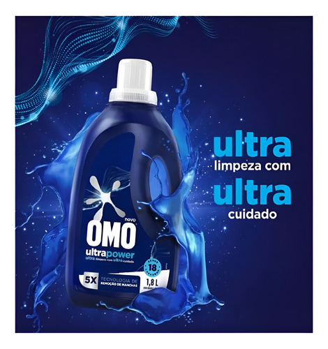 Omo Líquido Ultra Power Sabão 1,8 L Kit Com 5 Unid - Gamer