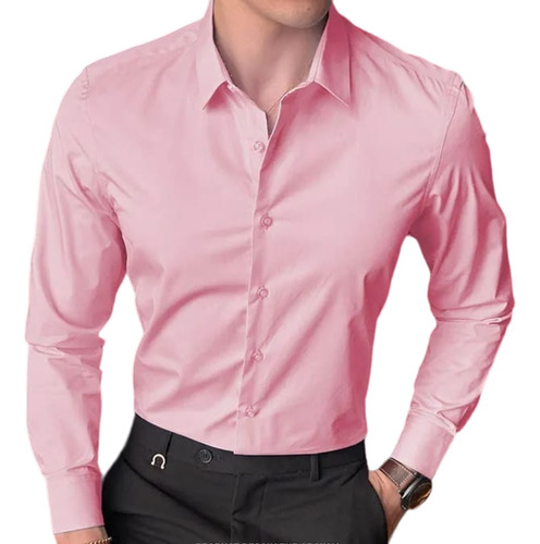 Camisas Slim Fit Alicrado De Hombre, Camisas Strech Elegante