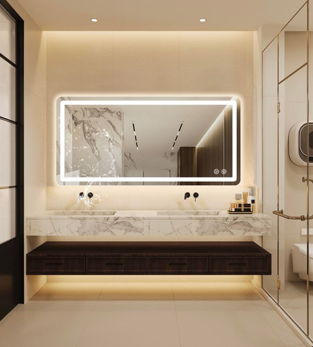 Espejo Led Baño 60x100cm Touch 3 Modo Con Función Antivaho