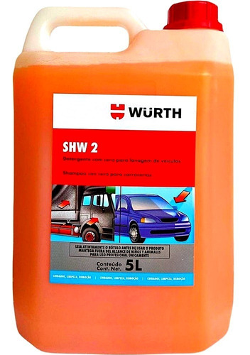 Shampoo Para Lavar Carro E Moto Wurth 5 Litros - Com Cera