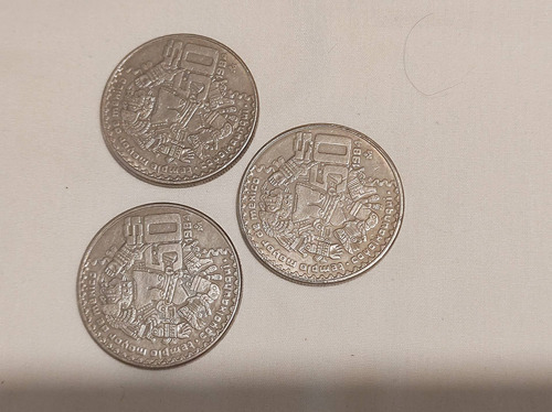  3  Monedas De 50 Pesos De La Diosa Azteca 1984
