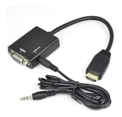 Imagen 2 de 8 de Cable Adaptador Conversor Hdmi A Vga Con Audio Full Hd 1080p