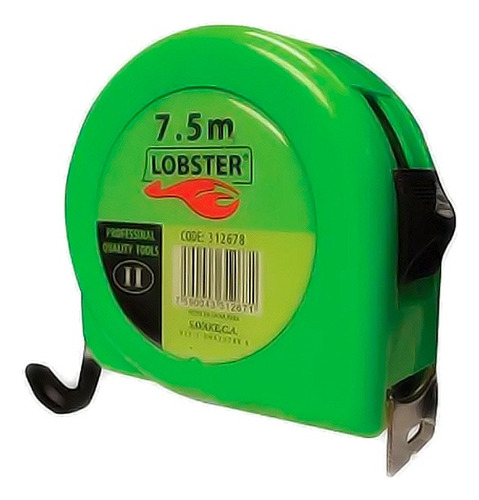 Cinta Métrica Lobster Doble Freno Neón 7,5 Mts 25 Mm Grosor