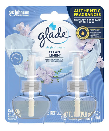 Glade Aceite Esencial 2 Refills 39.6ml Clean Linen