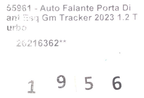 Alto Falante Diant Esq Gm Tracker 2023 1.2 Turbo 26216362 (Usado)