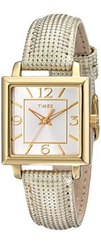 Timex T2p379 Elevated Classics Dorado Reloj Cuadrado Con Ban