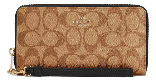 Cartera Coach Original Long Zip Around Wallet Signature Gold