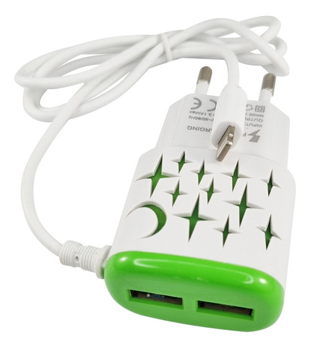 Cargador Carga Rapida Compatible Lightning + Dos Usb Calidad Color Verde