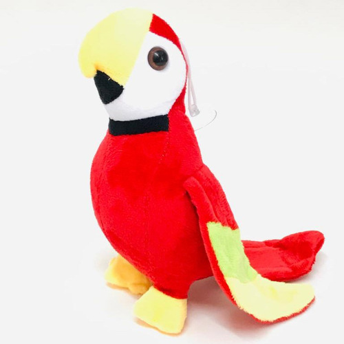 Bicho De Pelúcia Papagaio Fofinho 3 Cores 21cm X 12cm Cor Vermelho