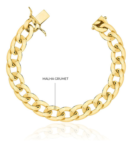 Pulseira Grumet De 10.3mm Em Ouro 18k Com Fecho Gaveta 20,0