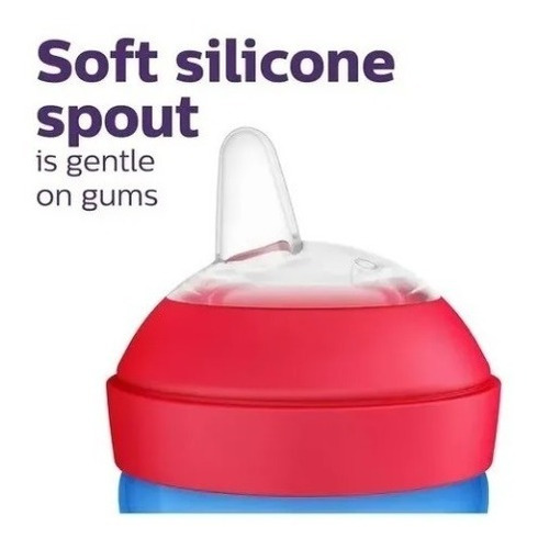 Imagen 4 de 8 de Avent Vaso Easy Grip Pico Blando Antiderrame Bebe Maternelle