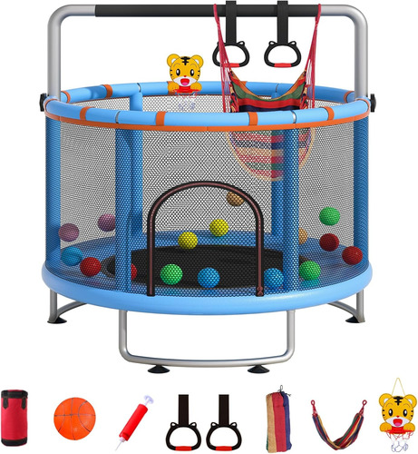Trampolín Para Niños De 140 Cm Con Red De Seguridad Y Canast