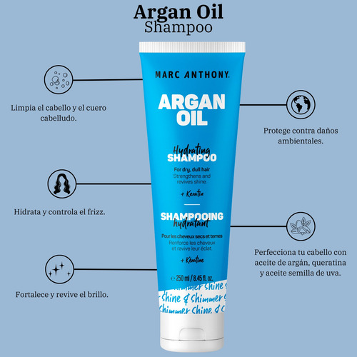 2pack Marc Anthony Shampoo Argan Hidrtación Controla Frizz
