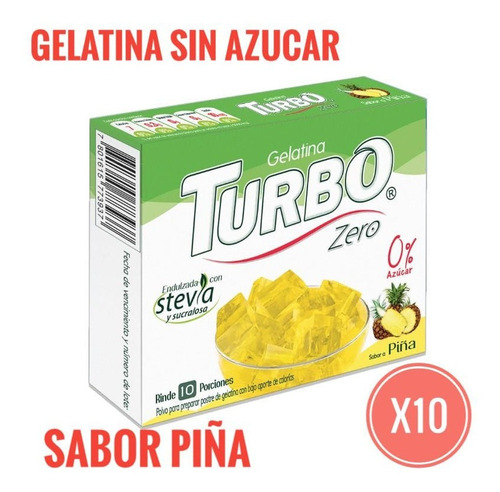 Jalea Gelatina Sin Azúcar Sin Gluten Zero Turbo Sabor Piña